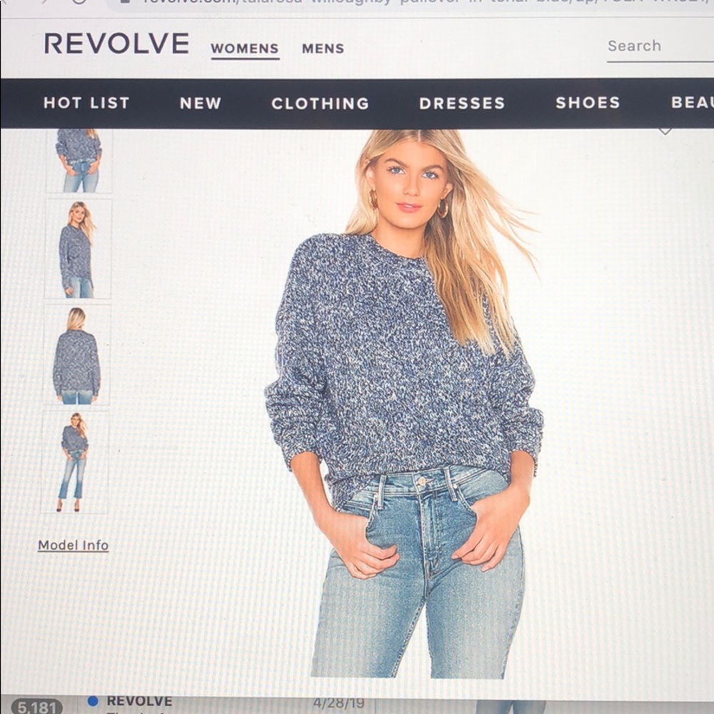 Tularosa knit sweater from Revolve blue